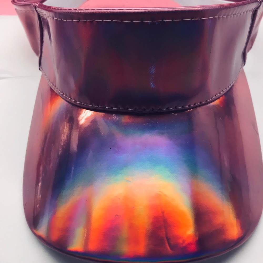Iridescent rainbow pink hologram unicorn visor hat